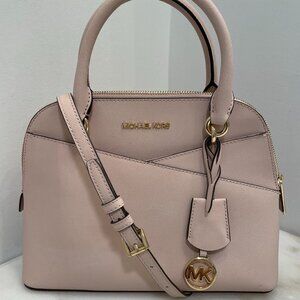 Michael Kors Jet Set Travel Medium Dome Shoulder Crossbody in Pink Leather & COA